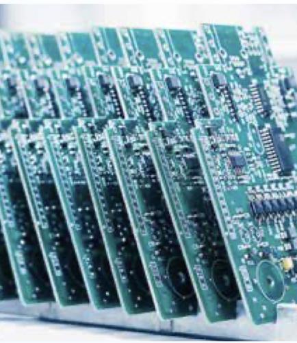 Computer chips lined up in a row